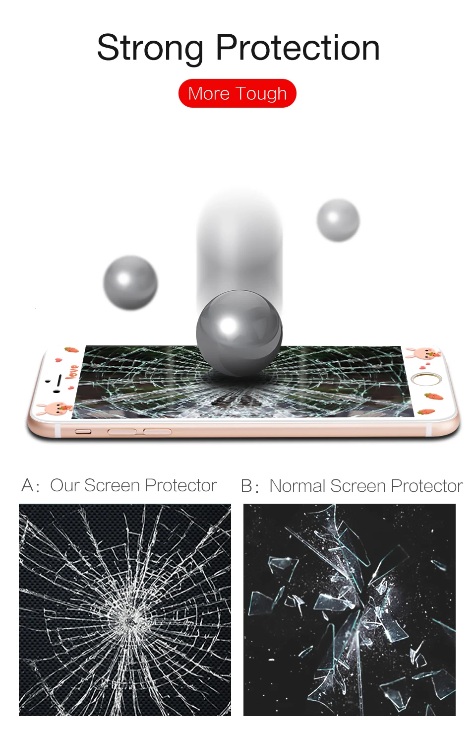 Милый мультфильм закаленное стекло для iPhone 7 8 Защитная пленка для экрана для iPhone 7 8 Plus Защитная пленка для экрана 3D мягкая твердость края