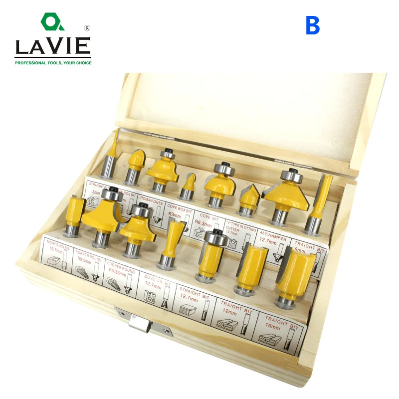 LAVIE 15pcs 8mm Router Bit Set Trimming Straight Milling Cutter for Wood Bits Tungsten Carbide Cutting Woodworking MC02006 | Инструменты
