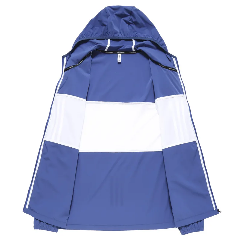 

Summer 2021 new young men's fattening plus size sports leisure hooded color matching sunscreen clothes men's skin clothes