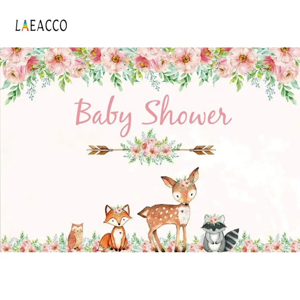 Laeacco с днем рождения ребенка душ животные лиса цветы комикс фоны фотографии