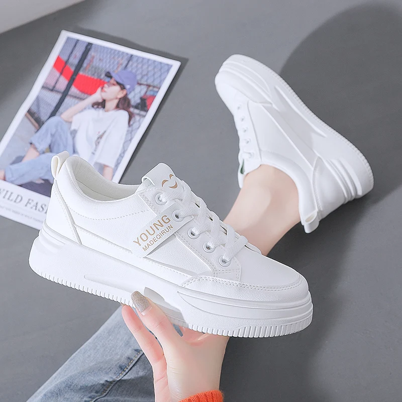 Woman Sneakers Women's Sports Shoes Female Flats Casual Lace Up Women Vulcanized Shoes Ladies Breathable Sneakers White Shoes