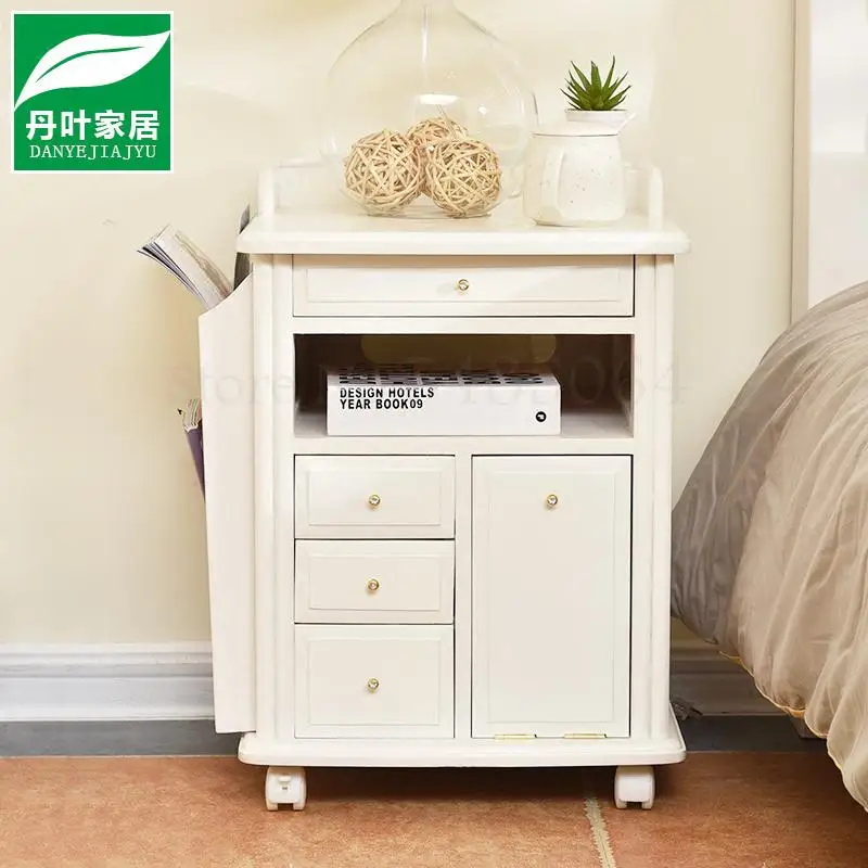 Сплошная деревянная прикроватная настольная сосны простой современный белый