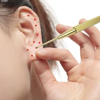 brass ear pressure acupuncture point massage probe auricular detection pen stick pain relief acupuncture massage health care