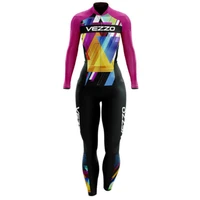 2021 vezzo womens long triathlon clothing cycling skinsuit sets maillot ropa ciclismo go pro team pink pad jumpsuit kits mujer
