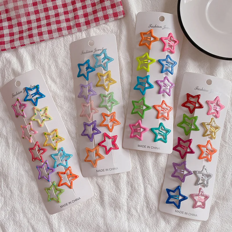 

10pcs/lot 3CM Mini Star Hair Clip Kids Glitter Metal Hair Clips Barrettes Hairpins Girls Hair Accessories Headwear Styling Tools
