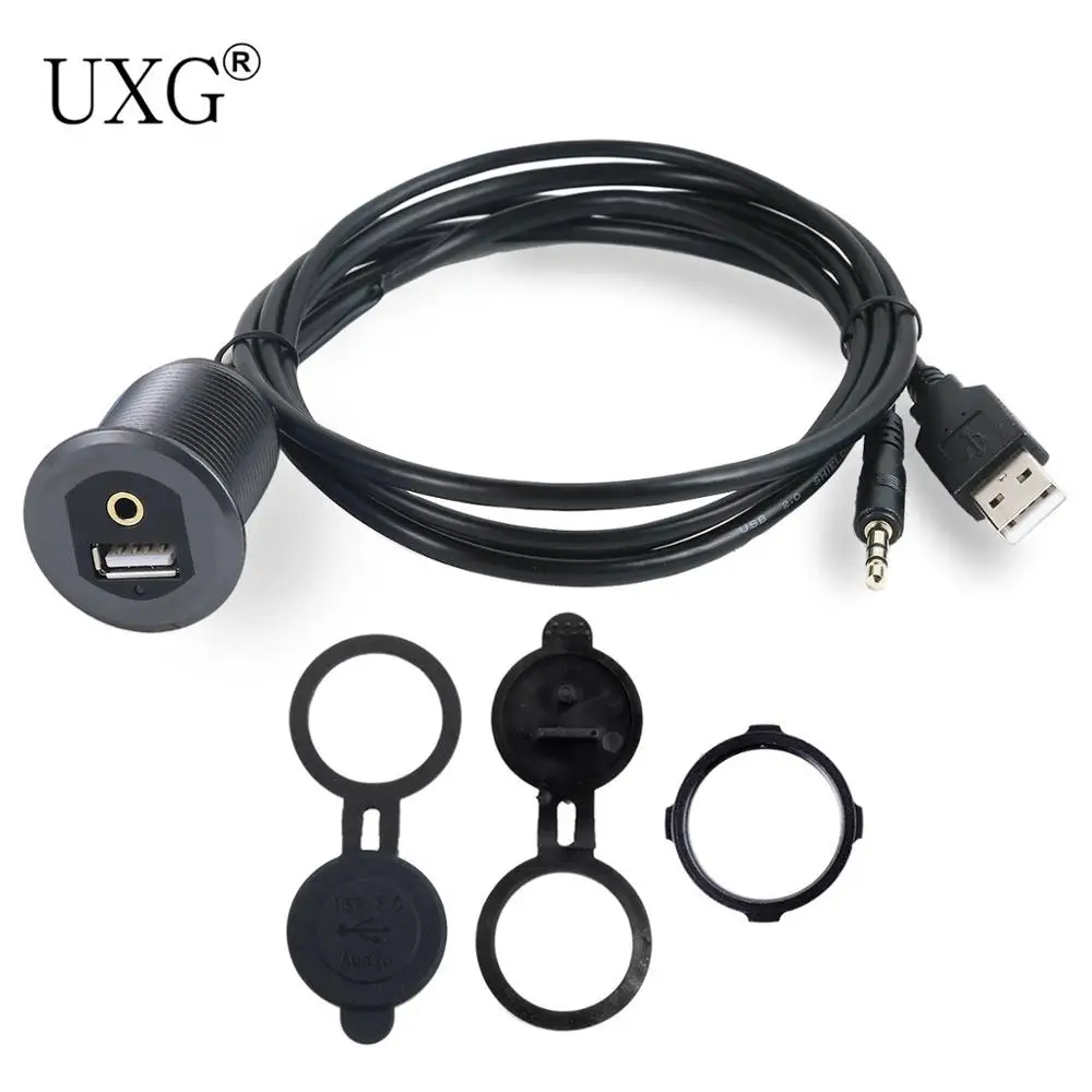 Удлинительный кабель со светодиодсветильник кой USB и 3 5 мм AUX для скрытого монтажа