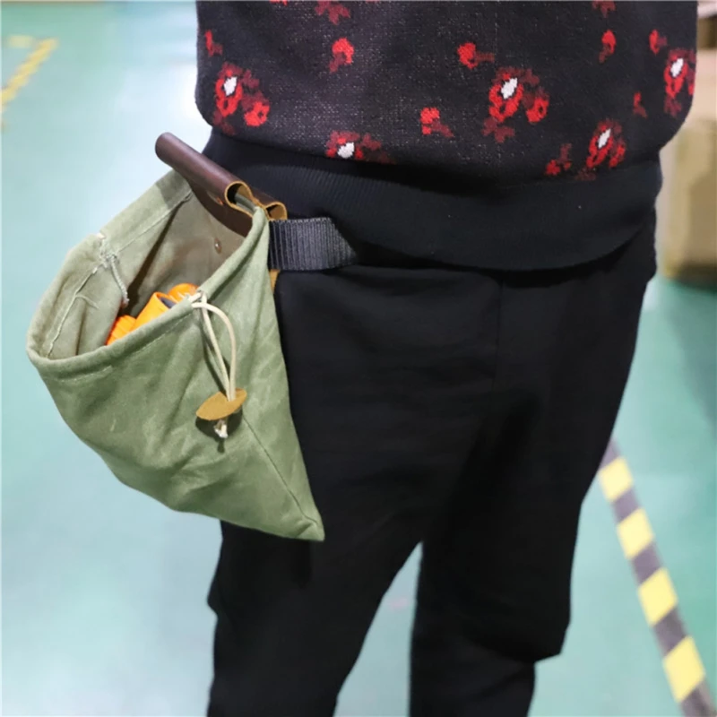 

Fruit Picking Bag With Buckles Folding Drawstring For Easy Winding Perfe Leather And Canvas Jungle Craft Bag Canvas Foraging Ba