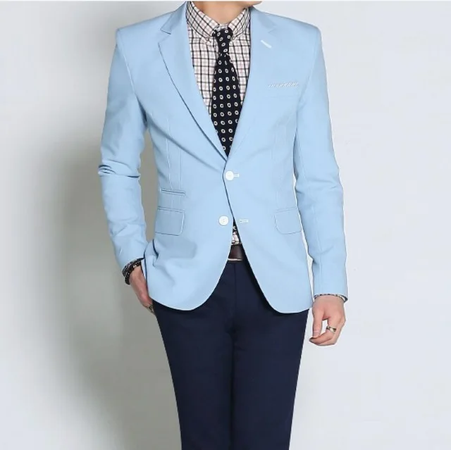 Летние светильник голубые мужские костюмы YiMinpwp блейзер куртка смокинги