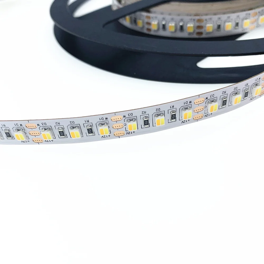 SMD3528 цвет температура регулируемые и светодиодные с регулируемой яркостью DC12V WW+ CW 2 цвета в 1 светодиод CCT светодиодные ленты 120 светодиодный s/m 19,2 Вт/м 5 м/катушка