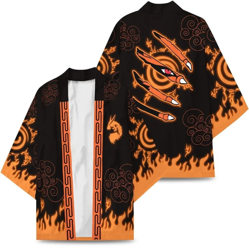 Аниме Hokage ниндзя Kurama Uchiha Akatsuki Косплей костюмы кимоно хаори пальто рубашка плащ