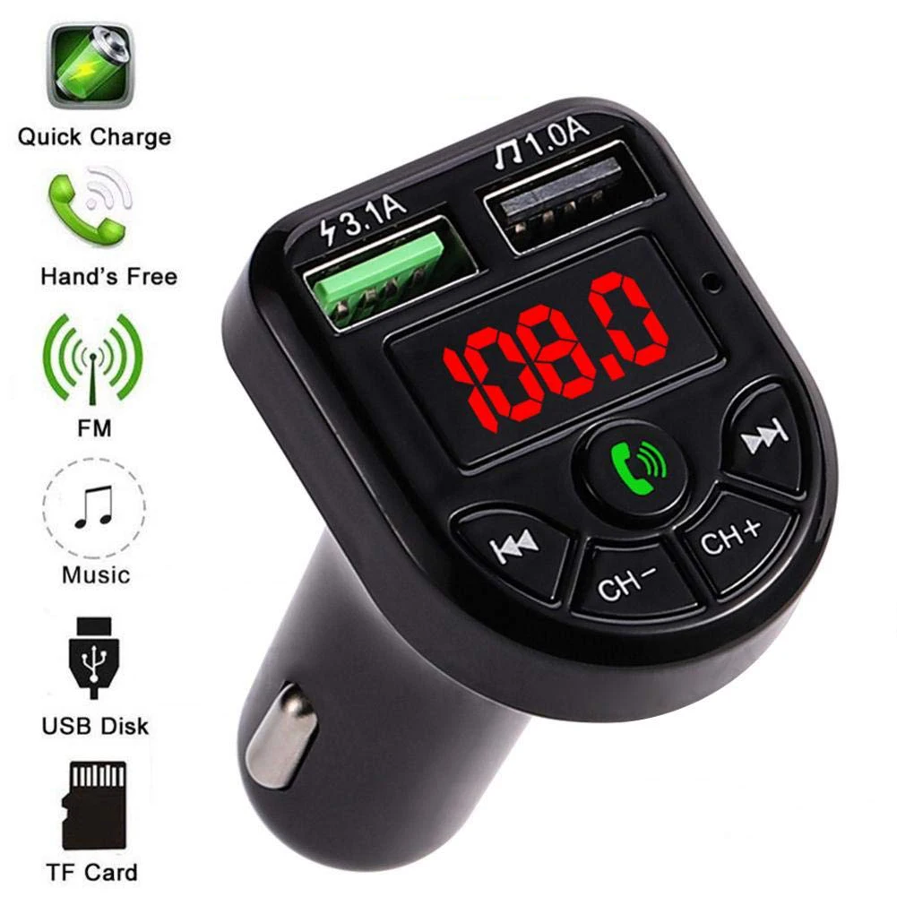 

FM Transmitter Bluetooth-compatible 5.0 Car Kit LED Display USB Car Charger 1/ 3.1A USB MP3 Music Player Support TF/U Disk