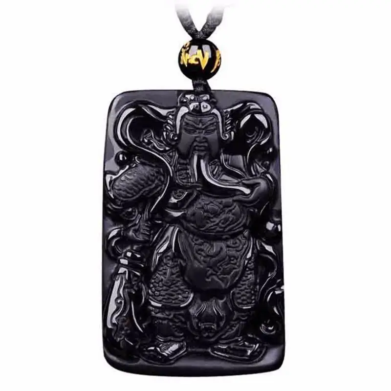 Ожерелье из черного обсидиана натурального камня С Вырезанным кулоном в виде