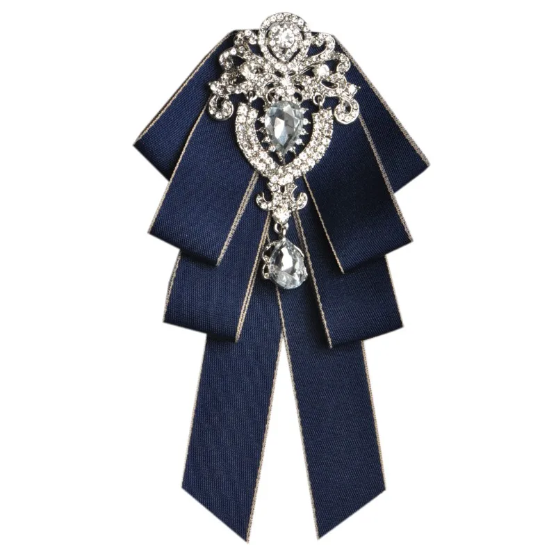 

High-quality Fashion Handmade Red Diamond Bow Tie Wedding Collar Bowtie Brooch Pocket Towel Square Set Gifts for Men Accessories