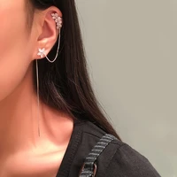 fxlry new fashion white color micro inlay zircon small flower ear line flower ear chain long earrings for women jewelry