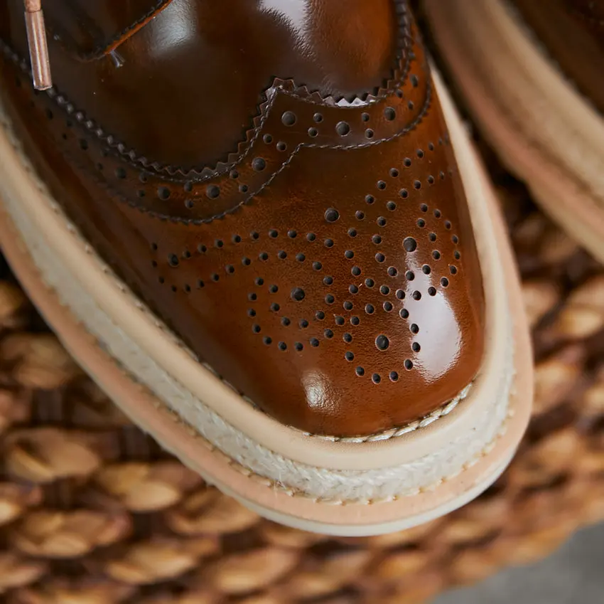 

QUTAA 2021 Wedge High Heel Cow Patent Leather Women Shoes New Spring Square Toe Platform Lace Up Fashion Ladies Shoes Size 34-39