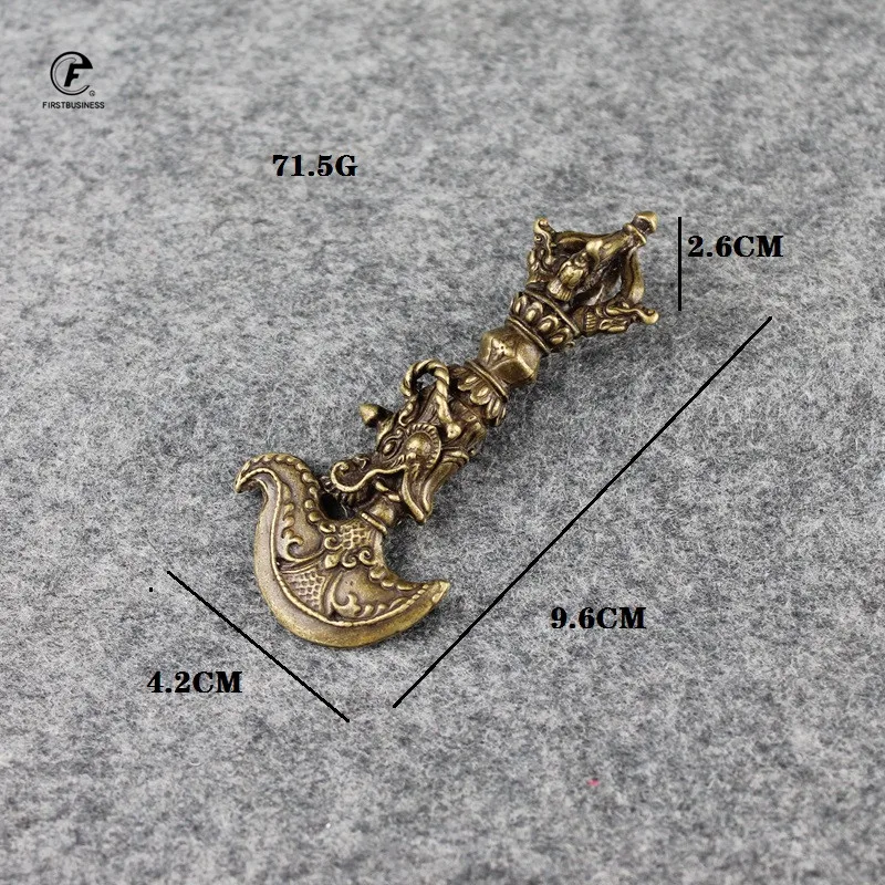 Медный Тибетский большой топор с головой дракона буддистский пестик украшения