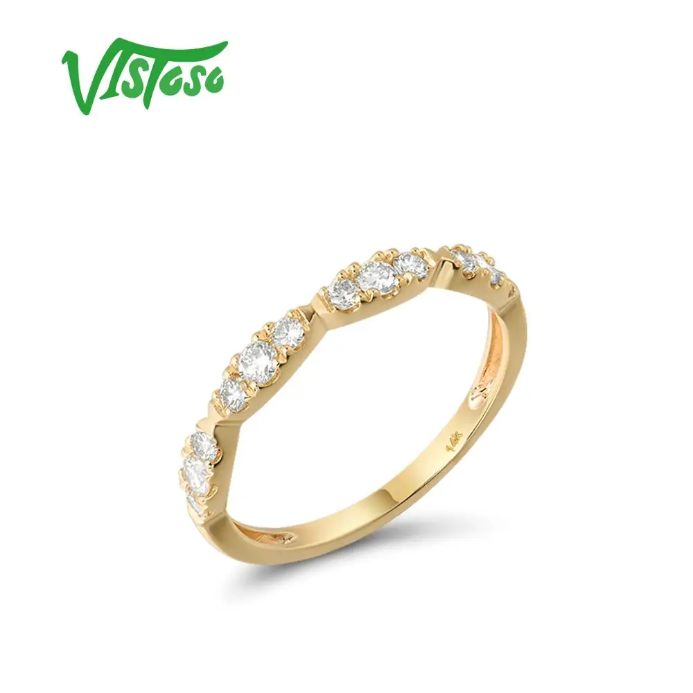 

VISTOSO Genuine 14K 585 Yellow Gold Ring For Women Sparkling Diamond Rings Promise Engagement Anniversary Gift Fine Jewelry