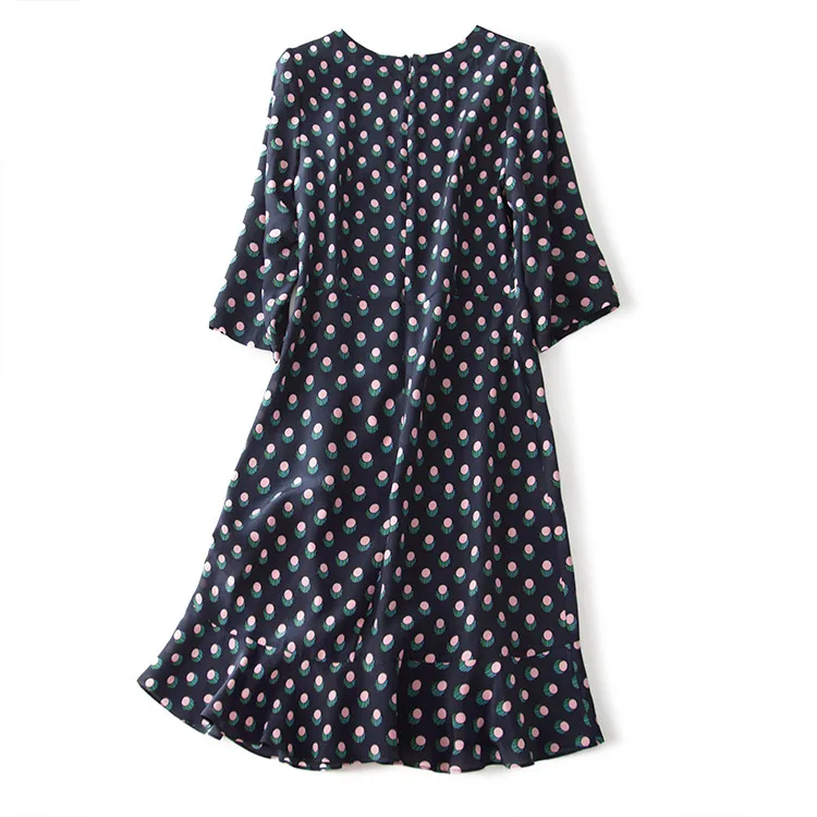 Романтическое волнистое шелковое платье в горошек 2020 | Женская одежда