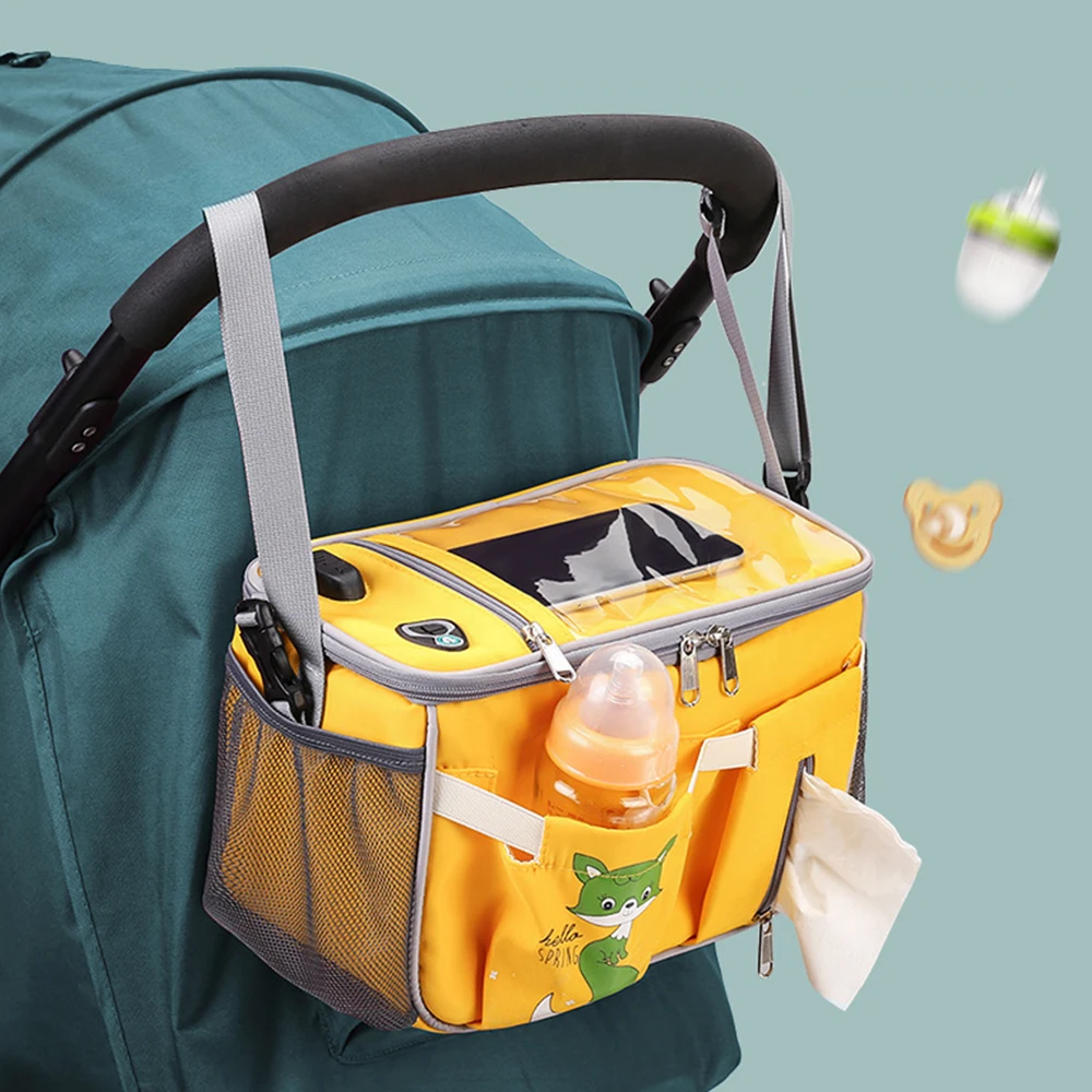 Bolsa de Maternidade para Carrinho de Bebê Bolsa para Fraldas Organizador para Fraldas para Mamãe e Bebê Molhada à Prova Bolsa D’água