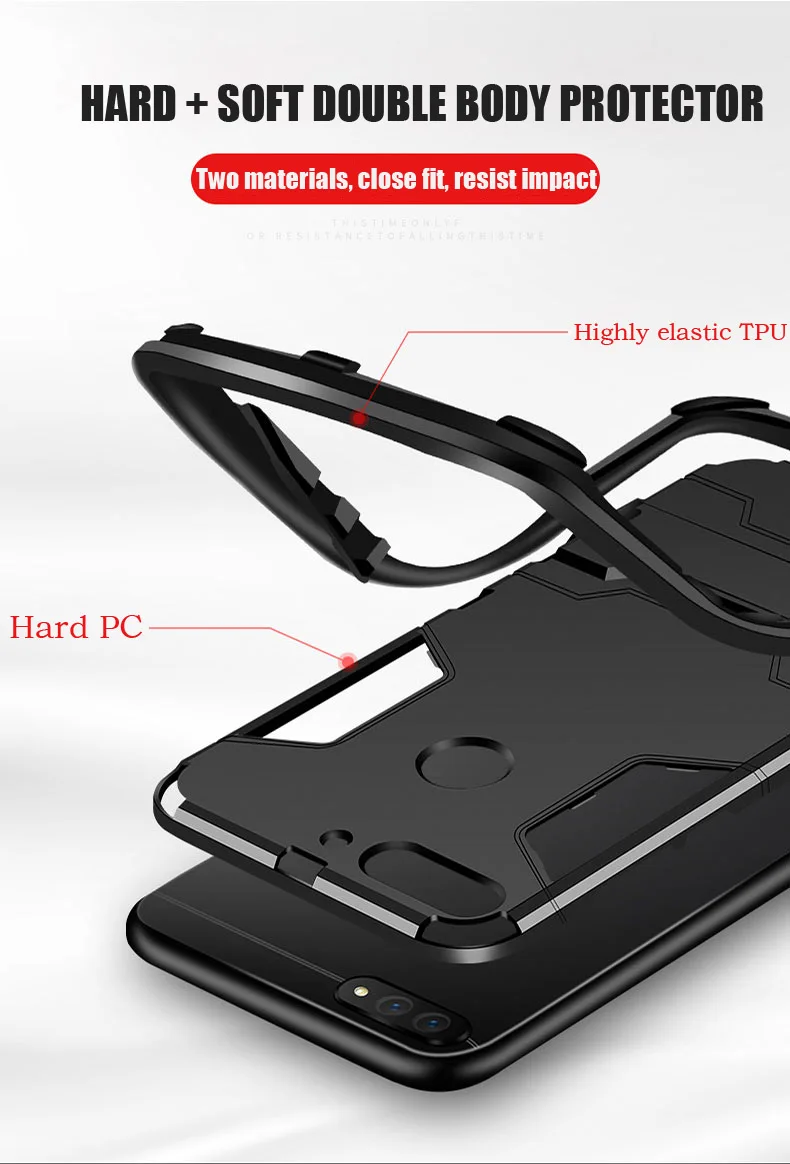 Армированный чехол для huawei Y3 Y5 Y6 Pro Y7 Y9 Prime крышка силиконовый резиновый противоударный Твердый чехол для телефона на заднюю панель