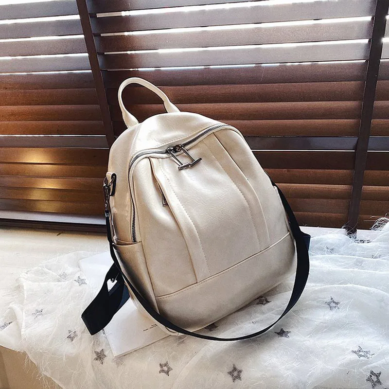 

Модный женский рюкзак из искусственной кожи, однотонный вместительный дорожный ранец с защитой от кражи