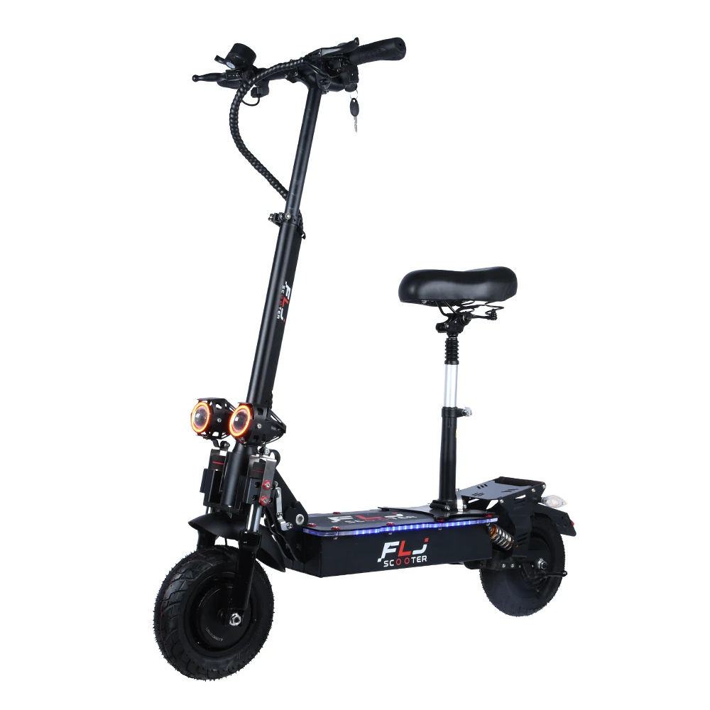 FLJ 2400W Dual Motor E Scooter with 2 strong power engine 52V 10inch wheel e bike easy foldable adult Electric | Спорт и развлечения