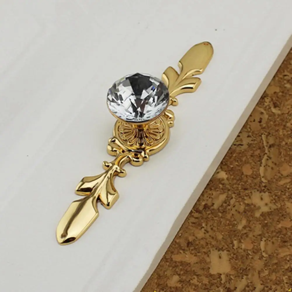 Стеклянная Ручка комода хрустальные ручки ящика ручка золотой прозрачный горный