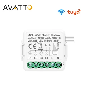 Модуль переключателя Wi-Fi AVATTO Tuya с 1234 бандами, двухстороннее управление, приложение Smart Life, прерыватель умного дома, работает для Alexa,google Home