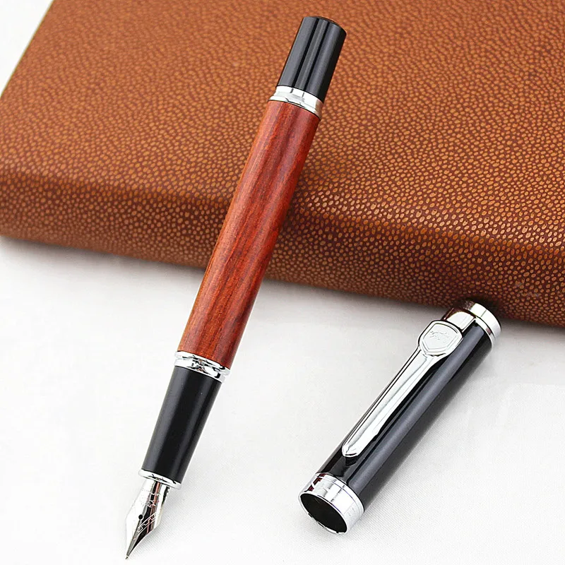 Jinhao 8812 авторучка розовое дерево баррель Винтажный стиль 0 5 мм перо из иридия
