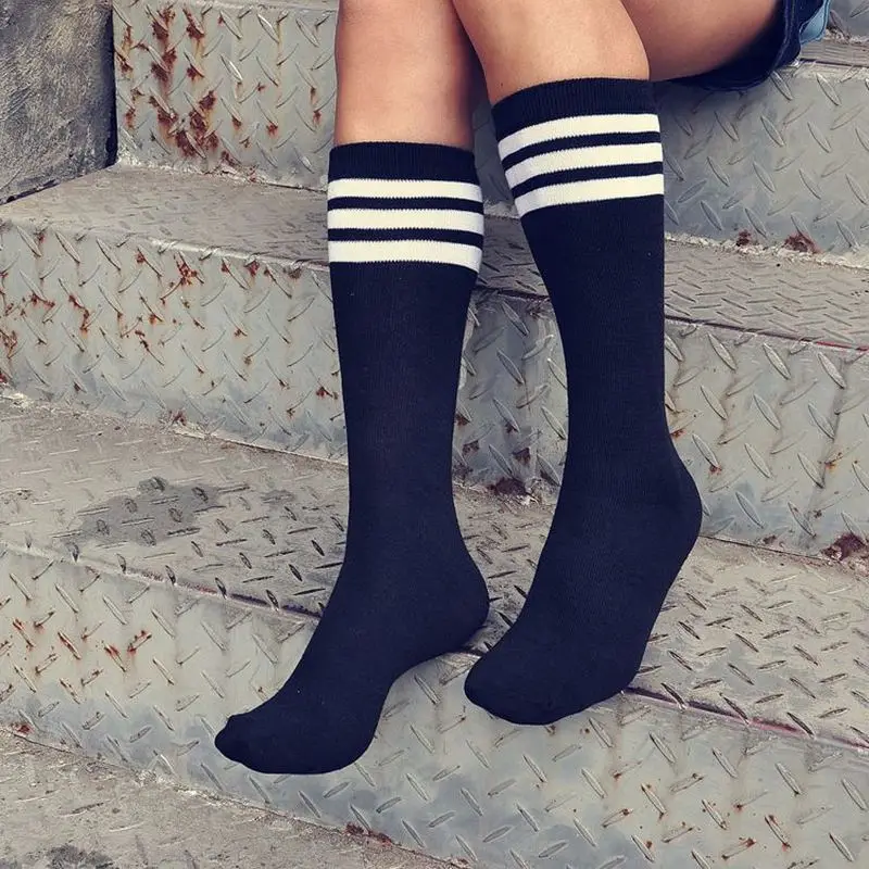 Модные пикантные гольфы для женщин 2019 кавайные полосатые до бедра женские