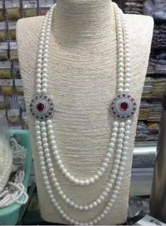 

good >>>>noble jewelry new design 9-10mm round white pearl necklace DIY women hot sale jewelry