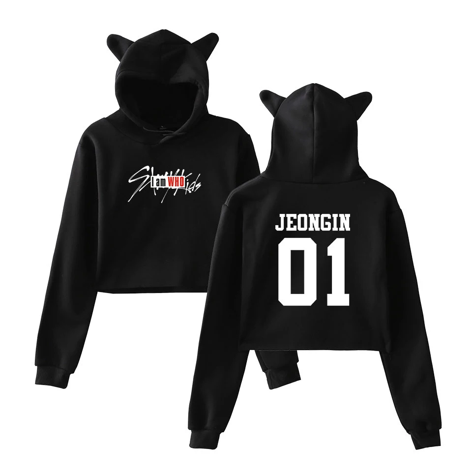 

Hot Crop Top Hoodies Hoodie Stray Kids I Am WHO Kpop Hoodies Hooded Moleton Harajuku Cute Straykids Kpop Hoodie Pullover Tops