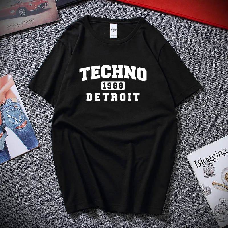 

Detroit Techno 1988 Est Printed Mens T shirt Since Music Club Graphic New Fashion Men's clothing Top Cotton Short Sleeves Tshirt