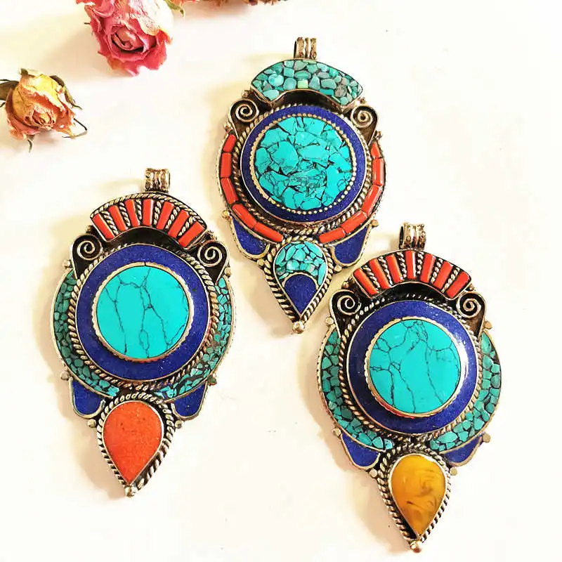 Индийские Винтажные Ювелирные изделия с инкрустированным медным красочным