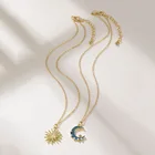 Комплект из ожерелья и чокера с подвеской в стиле панк, длинная цепочка под золото до ключиц для женщин и девушек, Ювелирное Украшение с фиолетовым кристаллом