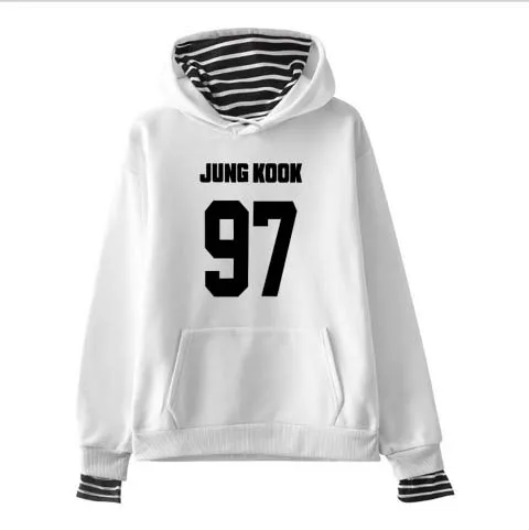 Kpop jin suga женский студенческий harajuku полосатый воротник свободные поддельные два