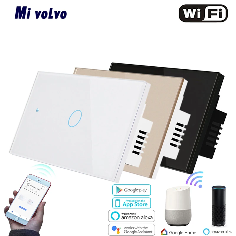 

MIVOLVO US smart touch switch WIFI APP wireless remote control compatible with Alexa Google Home voice control light switch