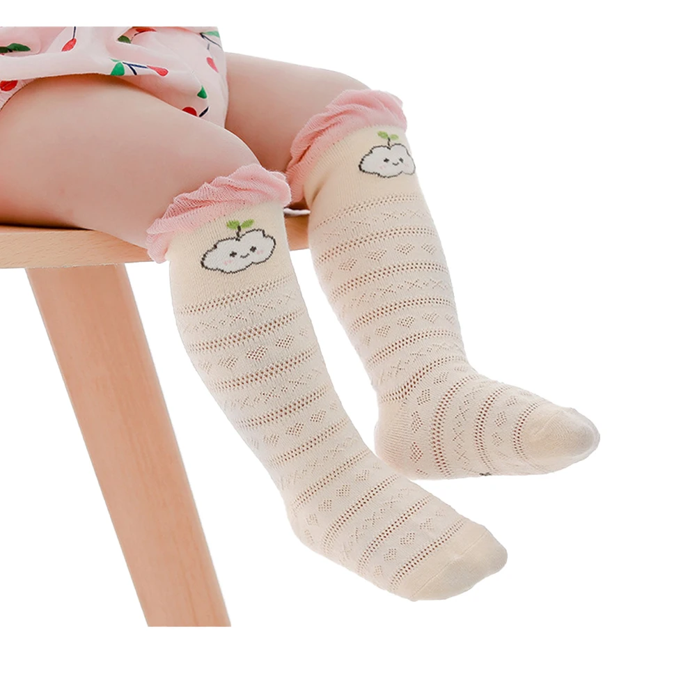 Детские чулки Модные Простые Летние сетчатые тонкие носки выше колена с рисунком