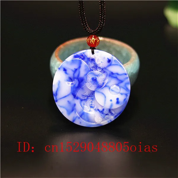 Натуральный белый и синий Нефритовый камень подвеска в виде Сплетницы Тай-Чи