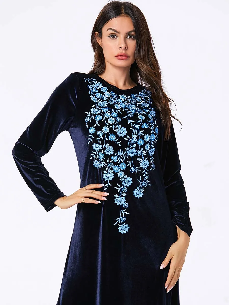 Женское бархатное платье Дубай мусульманское кимоно длинное элегантная женская