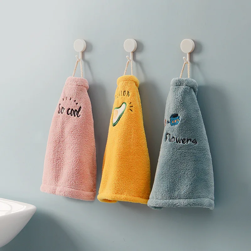 

1Pc Coral Velvet Fruit Hand Towels Bathroom Hanging Towels Lint-Free Cleaning Cloth Cleaner Kitchen Lovely Absorbent Dishcloth