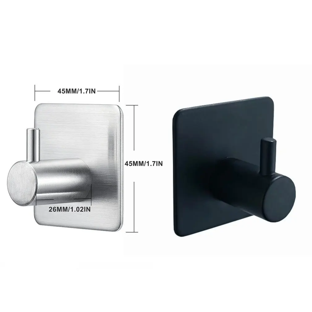 

4pcs Adhesive Hooks Heavy Duty Wall Hooks Waterproof Stainless Steel Hooks For Hanging Coat Hat Towel Robe Hook