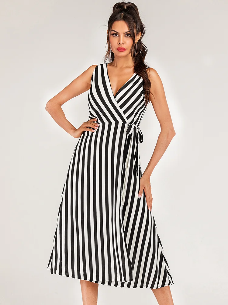 Модное Элегантное летнее платье с v-образным вырезом женское ТРАПЕЦИЕВИДНОЕ