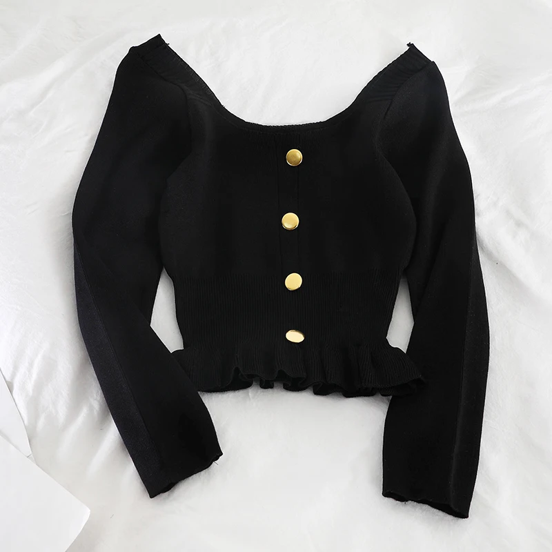 Gaganight женский свитер 2019 корейская версия милые однотонные короткие пуловеры с