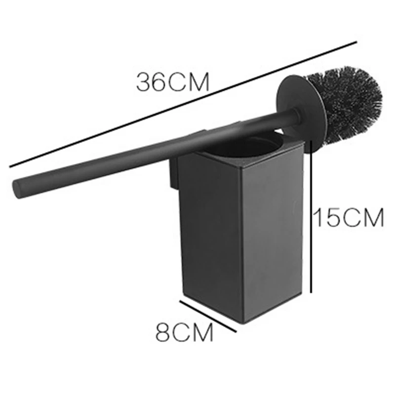

Stainless Steel Toilet Brush Black Bathroom Cleaning Brush Holder with Toilet Brush Wall Mount