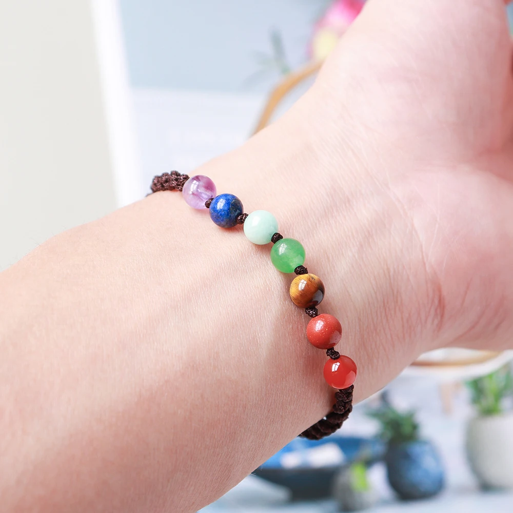 1 шт. браслет с натуральным кристаллом 7 цветов семь чакр хрустальный шар