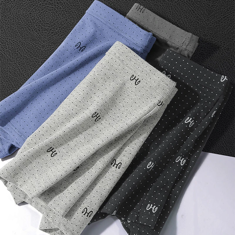 4Pcs/Lot Men's Underwear Cotton Antibacterial Trend Boxer Underwear Cotton Shorts Large Size Boxer