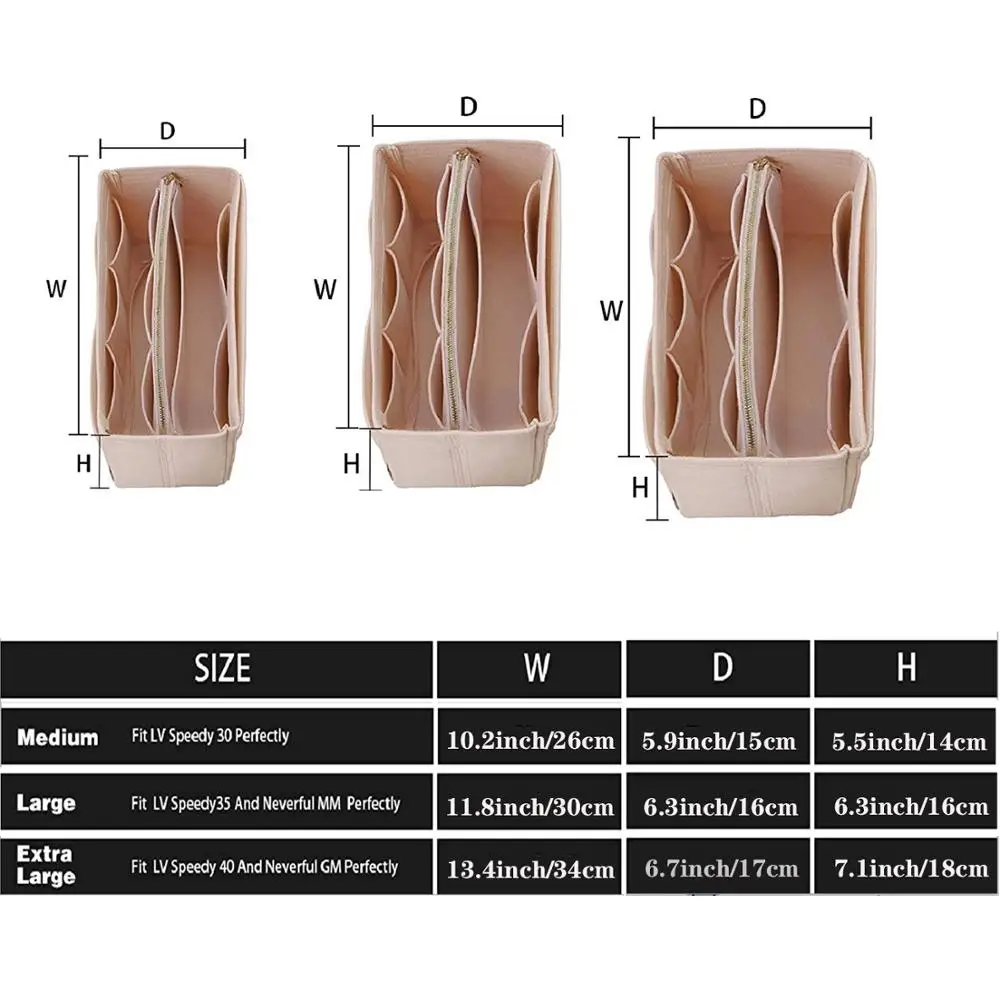 Koop Merk Make Up Organizer Vilt Insert Bag Voor Handtas Reizen Innerlijke Portemonnee Draagbare Cosmetische Zakken Fit Diverse Merk Tassen