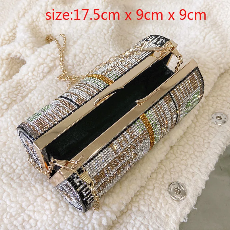 Вечерние клатчи с кристаллами и стразами женские круглые маленькие сумочки для