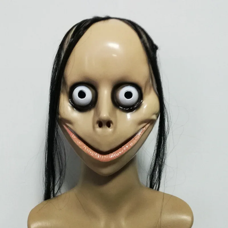 New Halloween Horror With Long Hair MO MO Mask Funny Mask V-shaped Mouth Mask With Hair Female Ghost Mask Roleplay MO Mask Masks